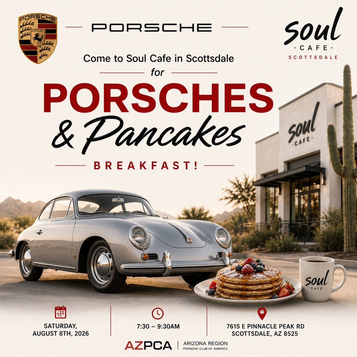 Porsches & Pancakes — Cars & Coffee meet
