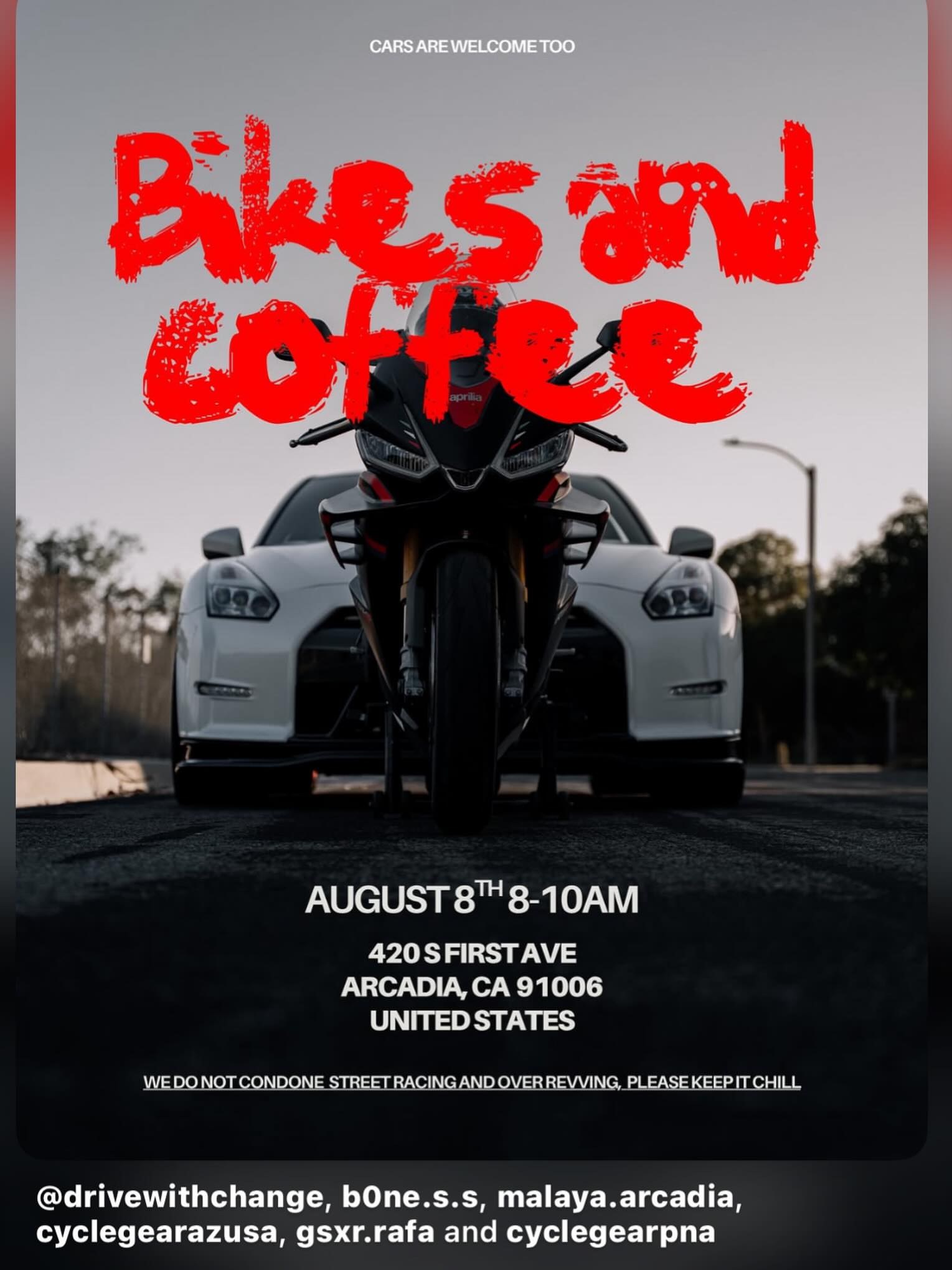 Bikes and coffee — Cars & Coffee meet