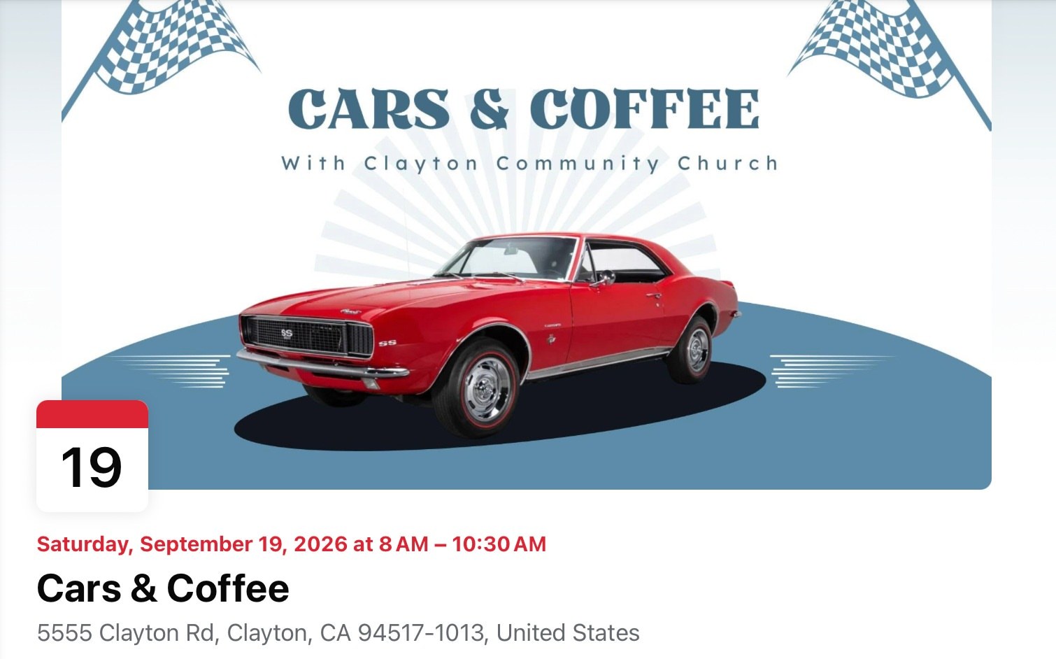 Cars & Coffee — Clayton Community Church — Cars & Coffee meet