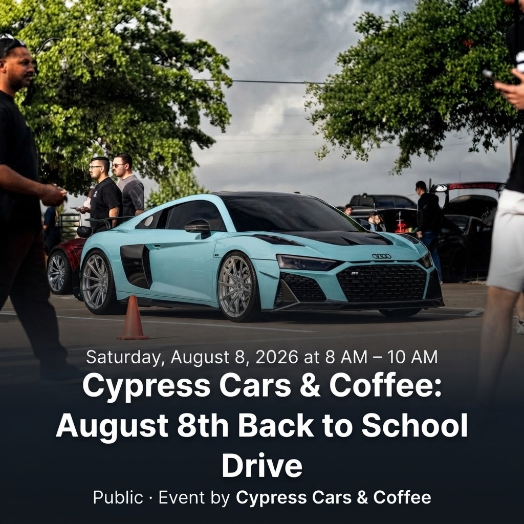 Cypress Cars & Coffee: August 8th Back to School Drive — Cars & Coffee meet