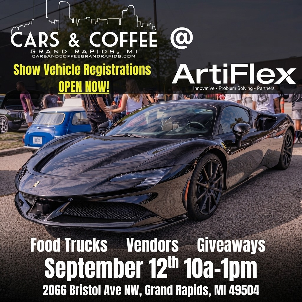 Cars & Coffee — ArtiFlex Manufacturing — Cars & Coffee meet