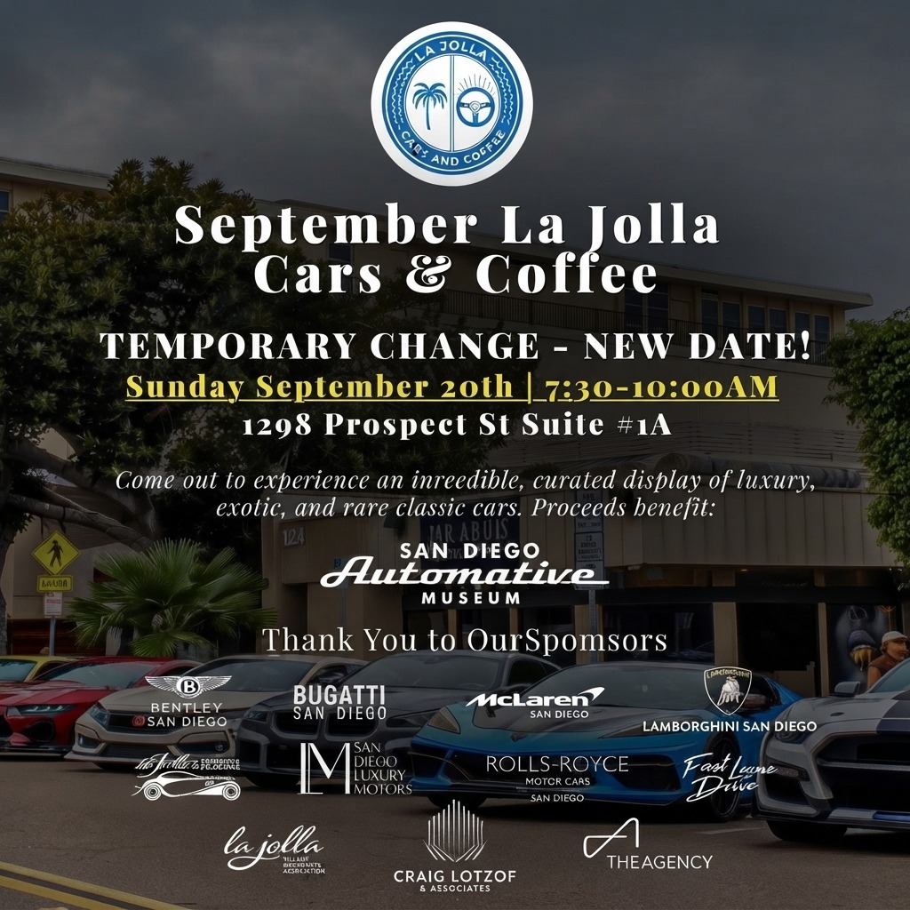 September La Jolla Cars & Coffee — Cars & Coffee meet