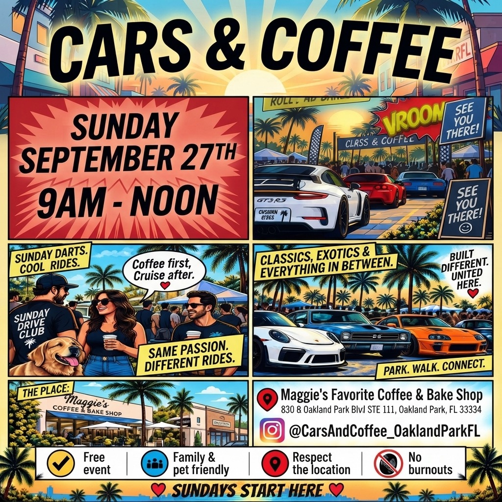 Cars & Coffee — Maggie's Favorite Coffee & Bake Shop — Cars & Coffee meet