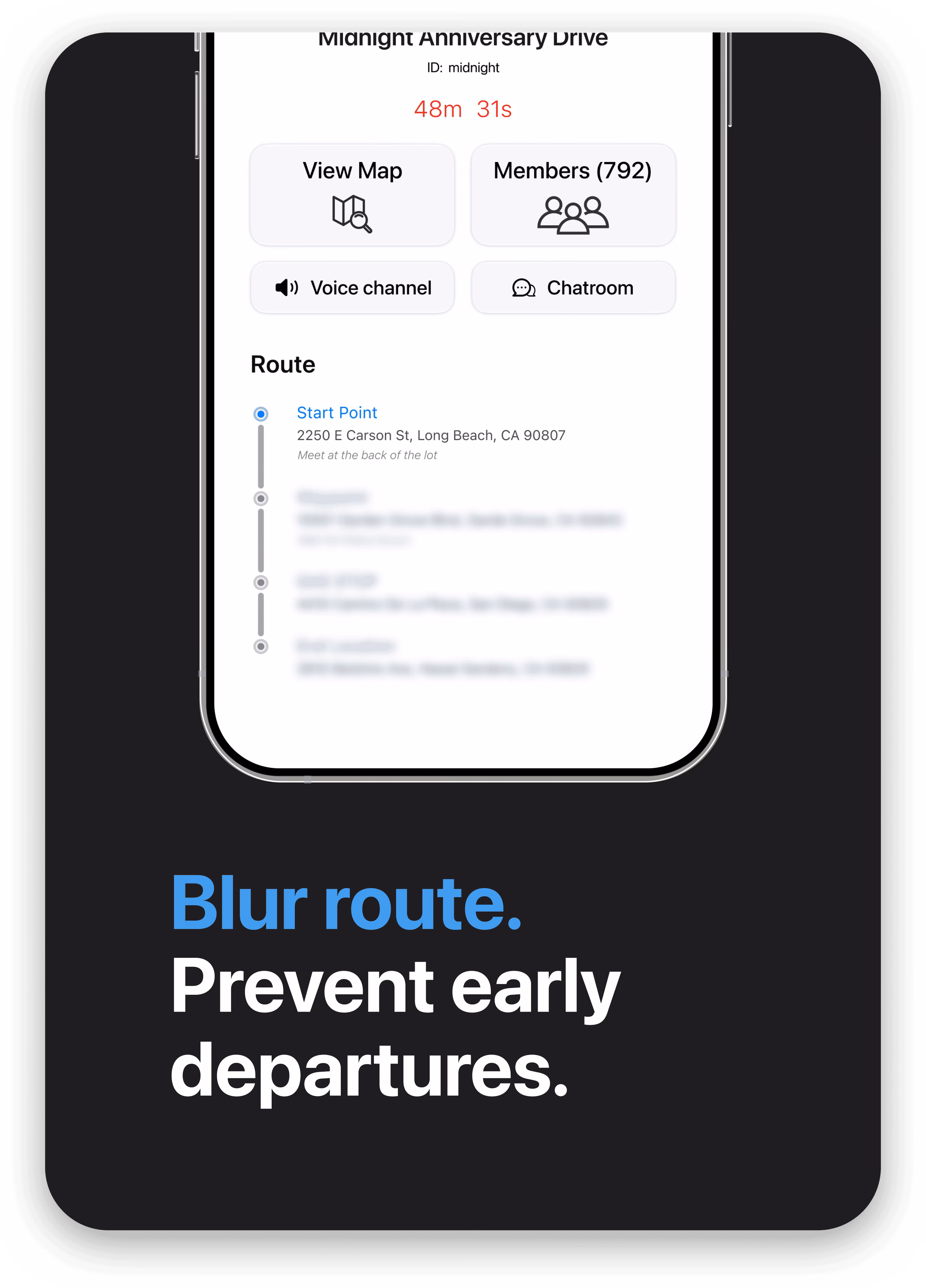Blur route - Prevent early departures